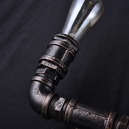 2 svietidlá Vintage kovová nástenná lampa na vodnú fajku s Edisonovou žiarovkou