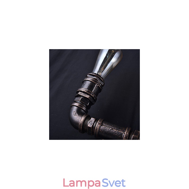 2 svietidlá Vintage kovová nástenná lampa na vodnú fajku s Edisonovou žiarovkou