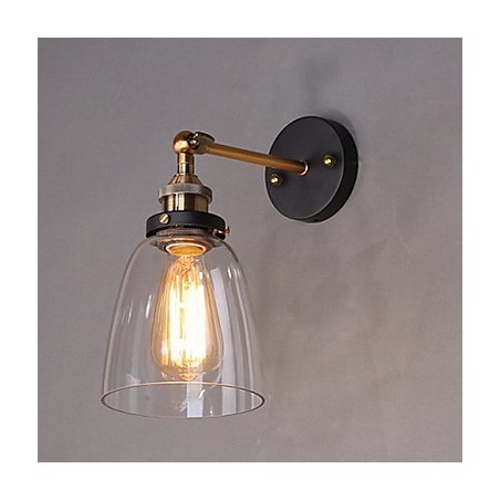 Industrial Edison Jednoduchosť Sklenené nástenné nástenné svietidlo Kovová základňa Jedáleň Študovňa Kancelárska chodba Svetlo na stenu Industrial Edison Jednoduchosť Sklenené nástenné nástenné svietidlo Kovová základňa Jedáleň Študovňa Kancelárska chodba Svetlo na stenu