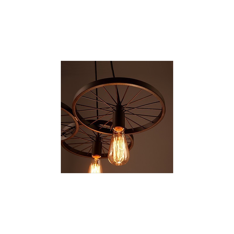 Loft Retro závesné lampy Americký vidiecky kovaný luster kolies v industriálnom štýle