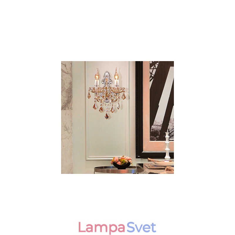 Elegantné krištáľové nástenné svietidlo s 2 svetlami