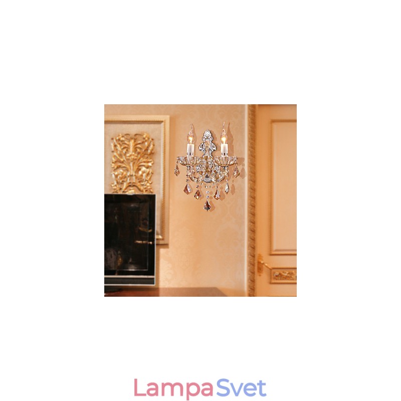 Elegantné krištáľové nástenné svietidlo s 2 svetlami