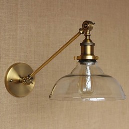 Nástenná retro kreatívna americká vidiecka spálňová lampa v štýle Iron Glass Bronz Moss Arm