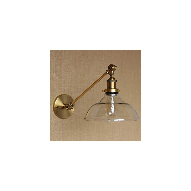 Nástenná retro kreatívna americká vidiecka spálňová lampa v štýle Iron Glass Bronz Moss Arm