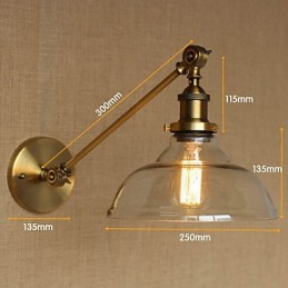 Nástenná retro kreatívna americká vidiecka spálňová lampa v štýle Iron Glass Bronz Moss Arm