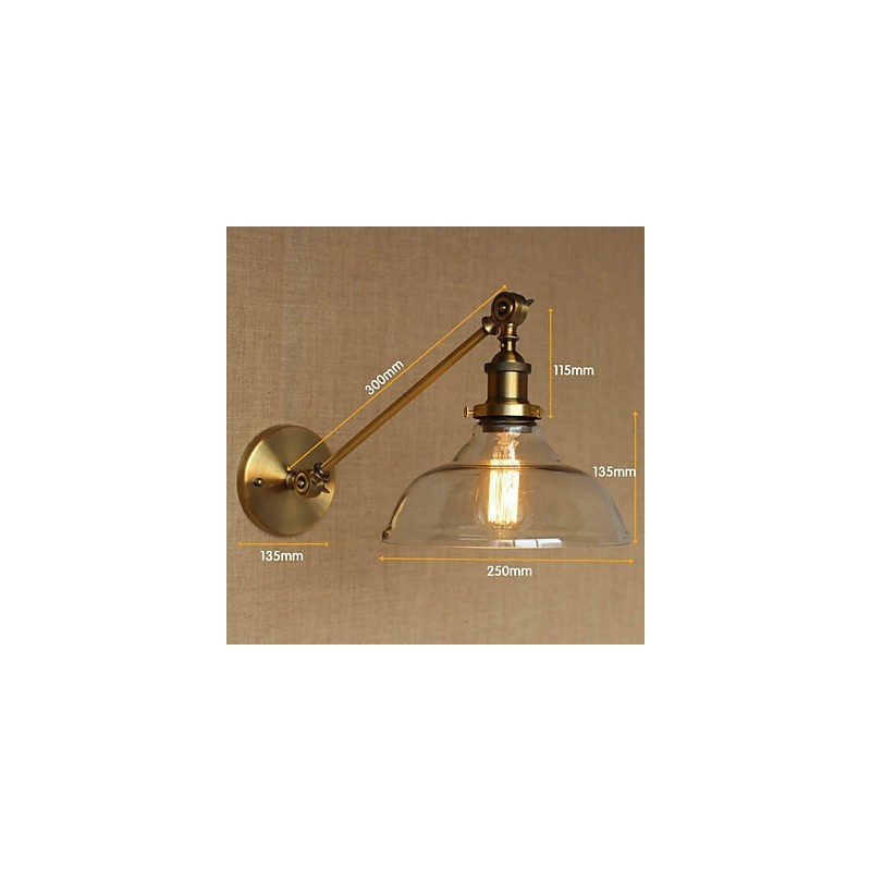 Nástenná retro kreatívna americká vidiecka spálňová lampa v štýle Iron Glass Bronz Moss Arm