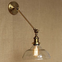 Nástenná retro kreatívna americká vidiecka spálňová lampa v štýle Iron Glass Bronz Moss Arm