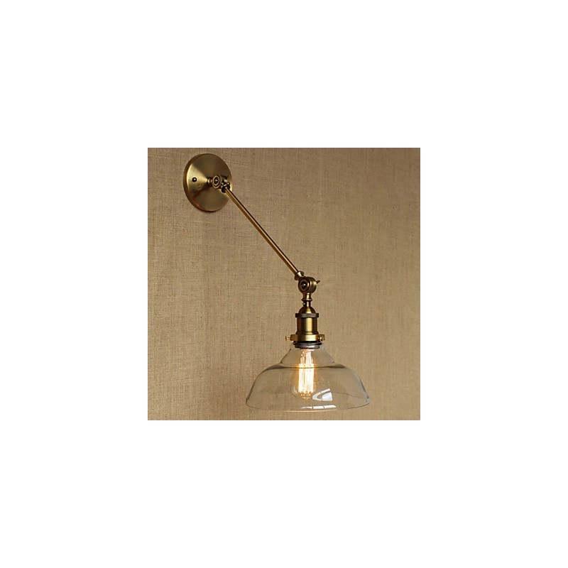 Nástenná retro kreatívna americká vidiecka spálňová lampa v štýle Iron Glass Bronz Moss Arm