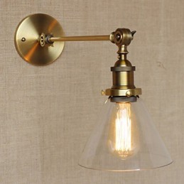 Nástenná retro kreatívna americká vidiecka spálňová lampa v štýle Iron Glass Bronz Moss Arm