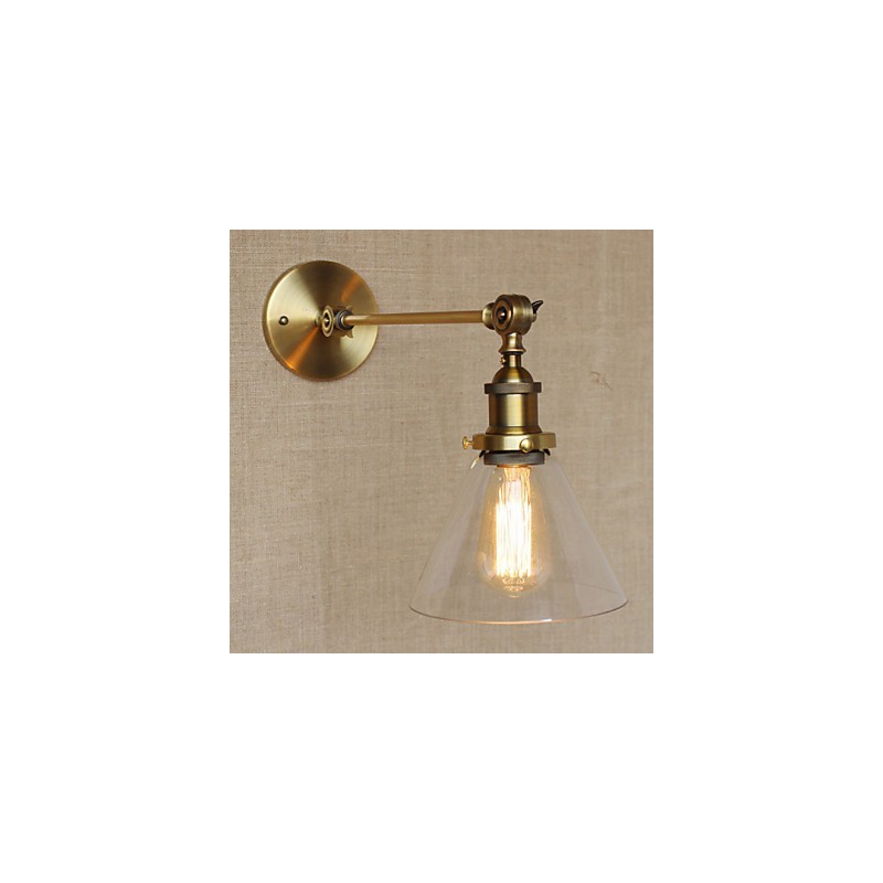 Nástenná retro kreatívna americká vidiecka spálňová lampa v štýle Iron Glass Bronz Moss Arm