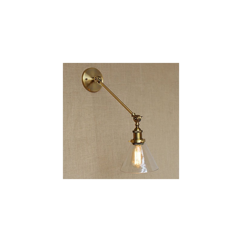 Nástenná retro kreatívna americká vidiecka spálňová lampa v štýle Iron Glass Bronz Moss Arm