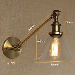 Nástenná retro kreatívna americká vidiecka spálňová lampa v štýle Iron Glass Bronz Moss Arm