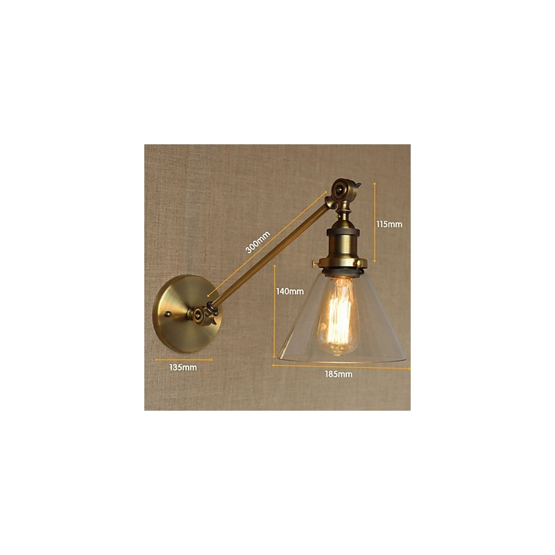 Nástenná retro kreatívna americká vidiecka spálňová lampa v štýle Iron Glass Bronz Moss Arm