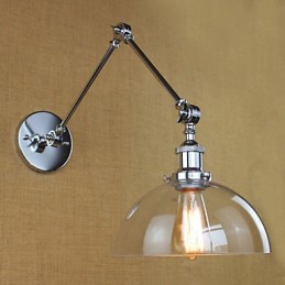 Teleskopická retro nástenná lampa z chrómového skla
