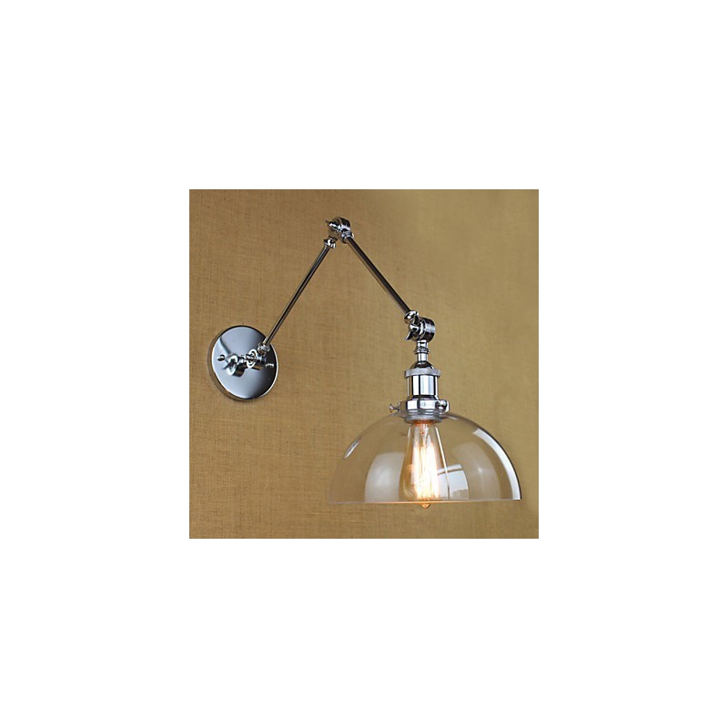 Teleskopická retro nástenná lampa z chrómového skla
