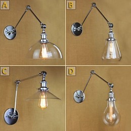 Teleskopická retro nástenná lampa z chrómového skla