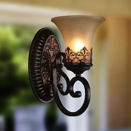 Vintage nástenné lampy 1 svetlo so živicovým materiálom Sklenené tienidlo Spálňa Obývacia izba Svetlá na chodbu