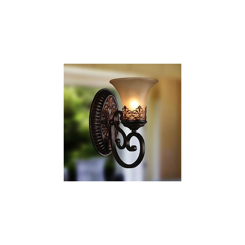 Vintage nástenné lampy 1 svetlo so živicovým materiálom Sklenené tienidlo Spálňa Obývacia izba Svetlá na chodbu