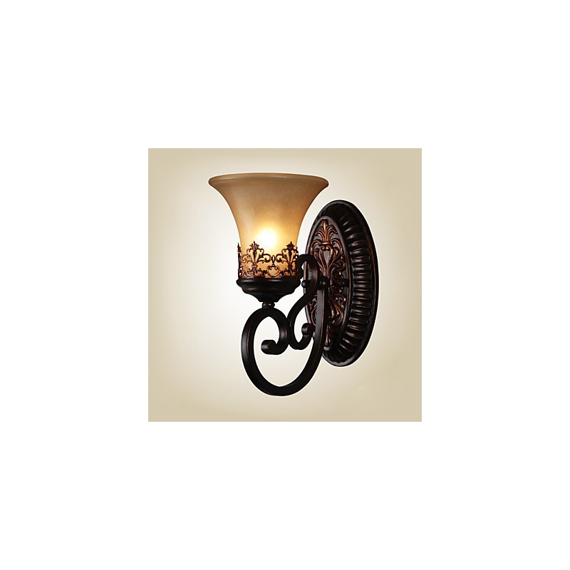 Vintage nástenné lampy 1 svetlo so živicovým materiálom Sklenené tienidlo Spálňa Obývacia izba Svetlá na chodbu