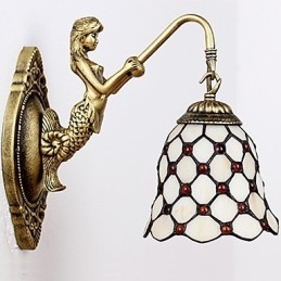 Európska zmluvná vidiecka kreatívna kovaná nástenná lampa Sklenené svetlá