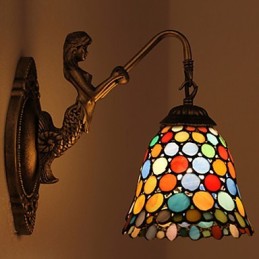 Európska zmluvná vidiecka kreatívna kovaná nástenná lampa Sklenené svetlá