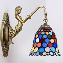 Európska zmluvná vidiecka kreatívna kovaná nástenná lampa Sklenené svetlá