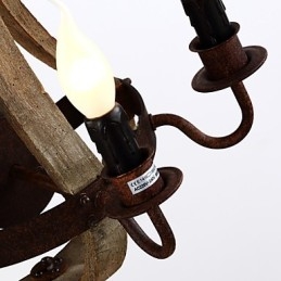 Vintage americká rustikálna drevená nástenná vínna lampa do obývačky a spálne