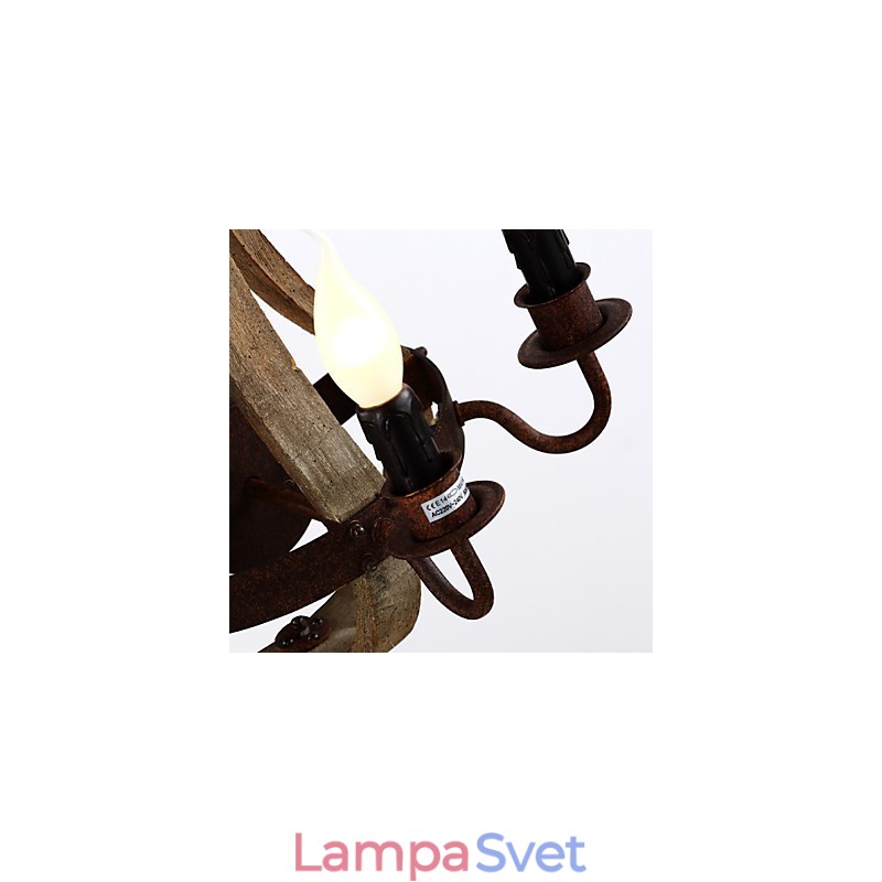 Vintage americká rustikálna drevená nástenná vínna lampa do obývačky a spálne