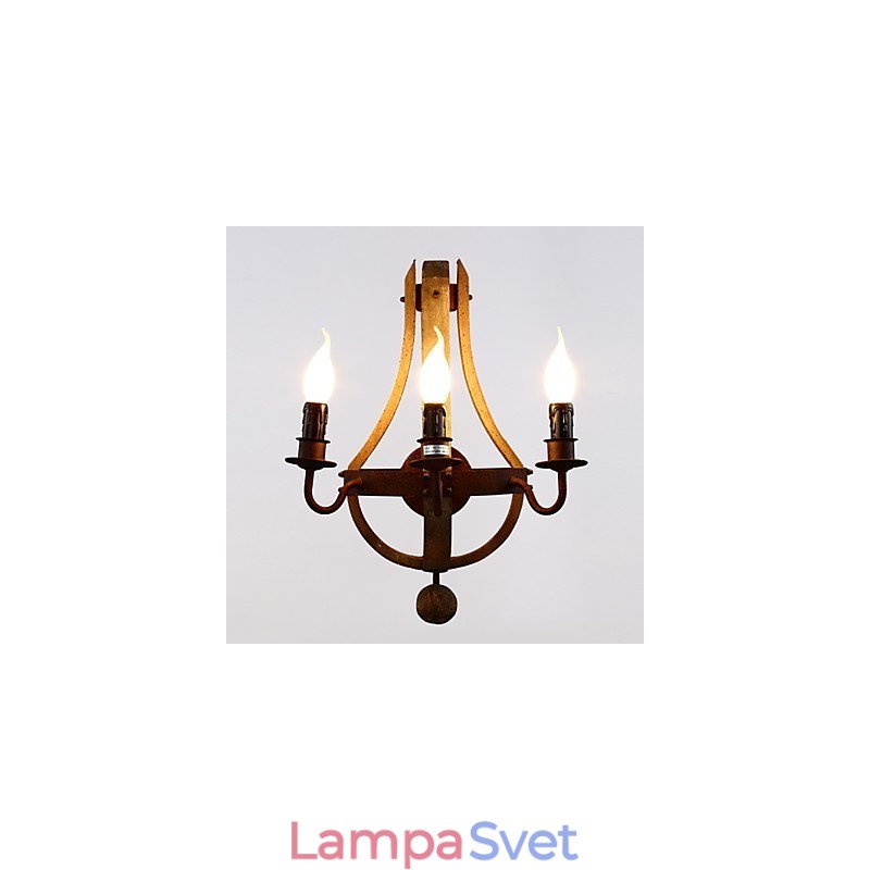 Vintage americká rustikálna drevená nástenná vínna lampa do obývačky a spálne