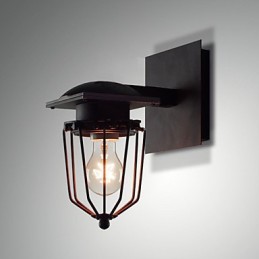 Retro kované nástenné svietidlá Jednohlavé starožitné nástenné svietidlo Pripomínané svietidlo Loft American Iron Vintage Small Cages Nástenná lampa