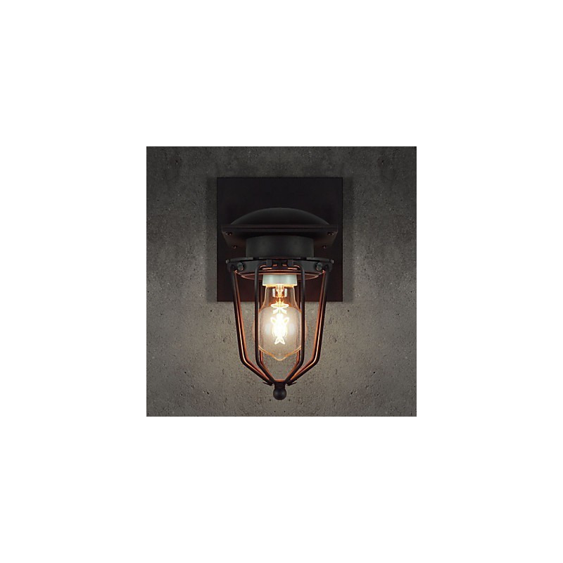 Retro kované nástenné svietidlá Jednohlavé starožitné nástenné svietidlo Pripomínané svietidlo Loft American Iron Vintage Small Cages Nástenná lampa