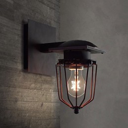 Retro kované nástenné svietidlá Jednohlavé starožitné nástenné svietidlo Pripomínané svietidlo Loft American Iron Vintage Small Cages Nástenná lampa