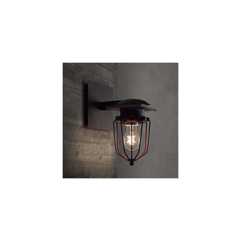 Retro kované nástenné svietidlá Jednohlavé starožitné nástenné svietidlo Pripomínané svietidlo Loft American Iron Vintage Small Cages Nástenná lampa