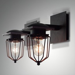Retro kované nástenné svietidlá Jednohlavé starožitné nástenné svietidlo Pripomínané svietidlo Loft American Iron Vintage Small Cages Nástenná lampa