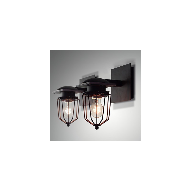 Retro kované nástenné svietidlá Jednohlavé starožitné nástenné svietidlo Pripomínané svietidlo Loft American Iron Vintage Small Cages Nástenná lampa
