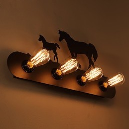 American Village Pastoral LOFT Style Spálne ulička Iron Retro Divoký kôň nástenné lampy Doprava zdarma