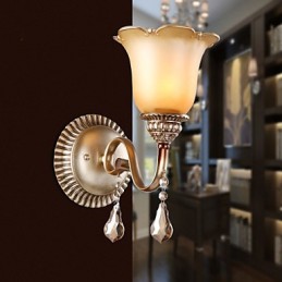 Typ Európa Obnova starých spôsobov tepaného železa Spálňa z krištáľového skla Nástenná lampa Svetlo