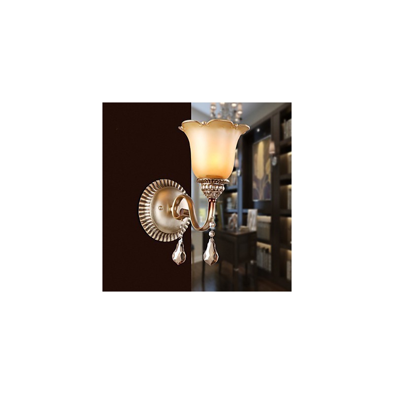 Typ Európa Obnova starých spôsobov tepaného železa Spálňa z krištáľového skla Nástenná lampa Svetlo