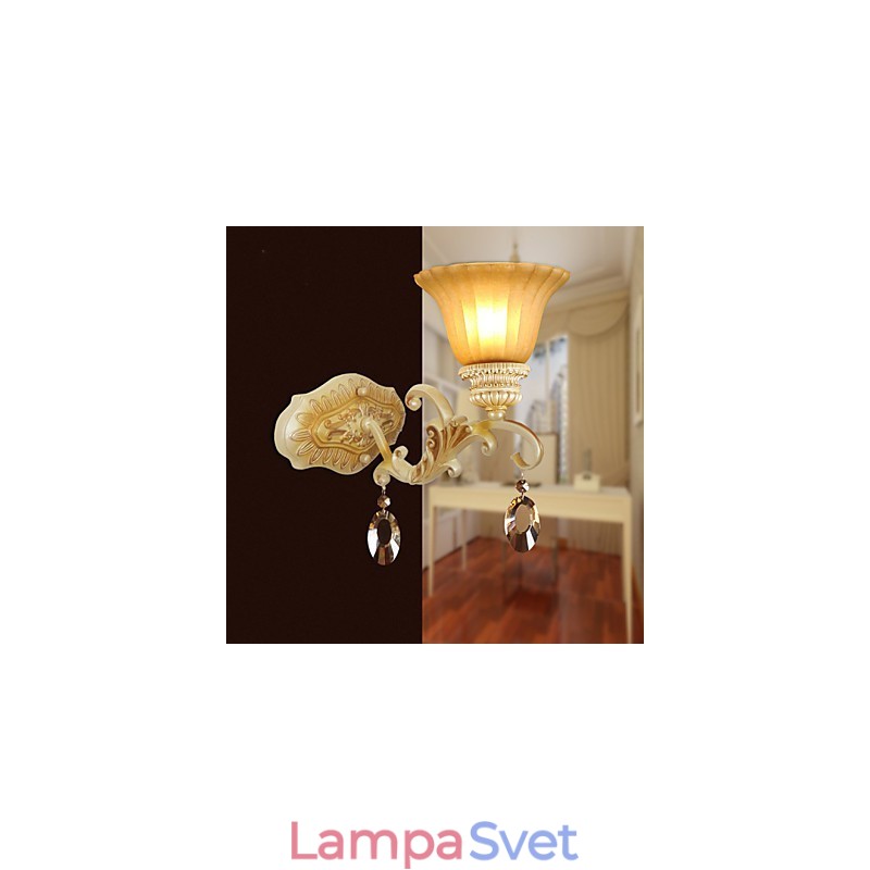 Typ Európa Obnova starých spôsobov tepaného železa Spálňa z krištáľového skla Nástenná lampa Svetlo