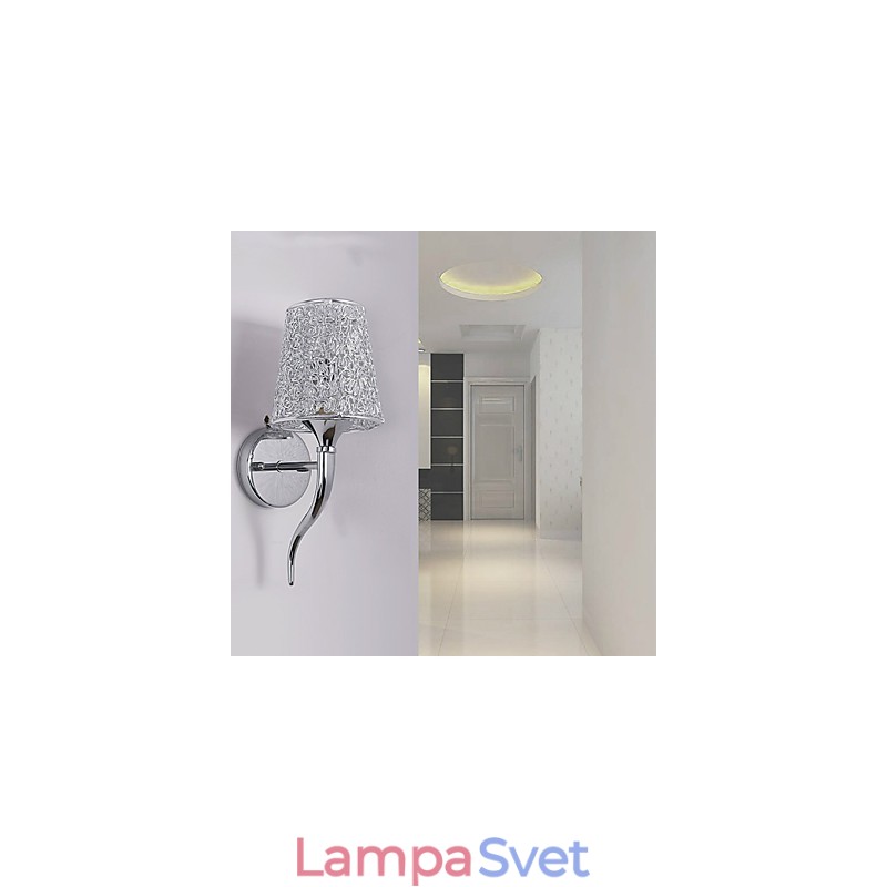 Strieborná nočná lampa na čítanie Nástenné lampy Inštalatérska pasca na pozadí zrkadlové svetlo