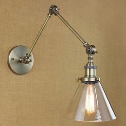 Pokovovanie bronzom Bar Ulička Jedáleň Hotel Vintage Iron Arm Sklenená nástenná lampa Osvetlenie