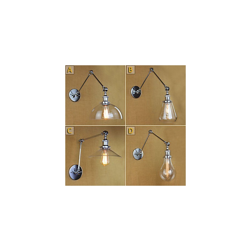 Teleskopická retro nástenná lampa z chrómového skla