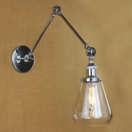 Teleskopická retro nástenná lampa z chrómového skla