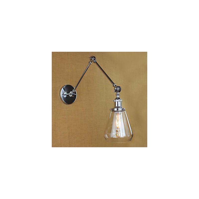 Teleskopická retro nástenná lampa z chrómového skla