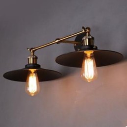 Vidiecka priemyselná retro nástenná lampa Dvojitá nástenná lampa Čierny dáždnik