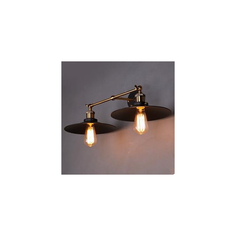 Vidiecka priemyselná retro nástenná lampa Dvojitá nástenná lampa Čierny dáždnik