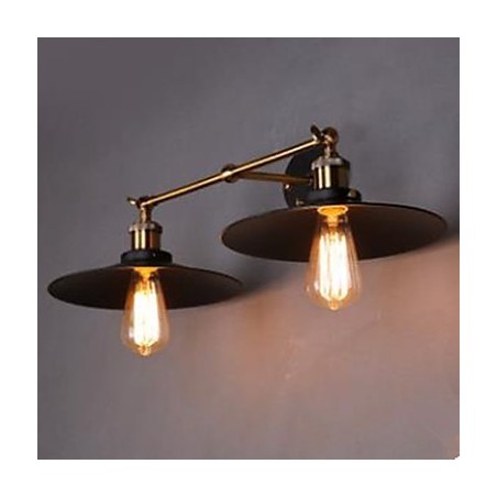 Vidiecka priemyselná retro nástenná lampa Dvojitá nástenná lampa Čierny dáždnik Vidiecka priemyselná retro nástenná lampa Dvojitá nástenná lampa Čierny dáždnik