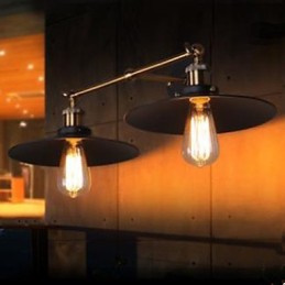 Vidiecka priemyselná retro nástenná lampa Dvojitá nástenná lampa Čierny dáždnik