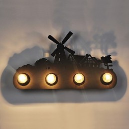 4 svetlá American Village Pastoral LOFT Style Spálne Aisle Iron Retro Nástenné lampy