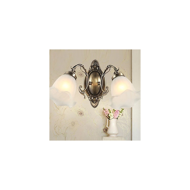 Retro sklenená jednoduchá európska moderná elegancia nástenná lampa z tepaného železa